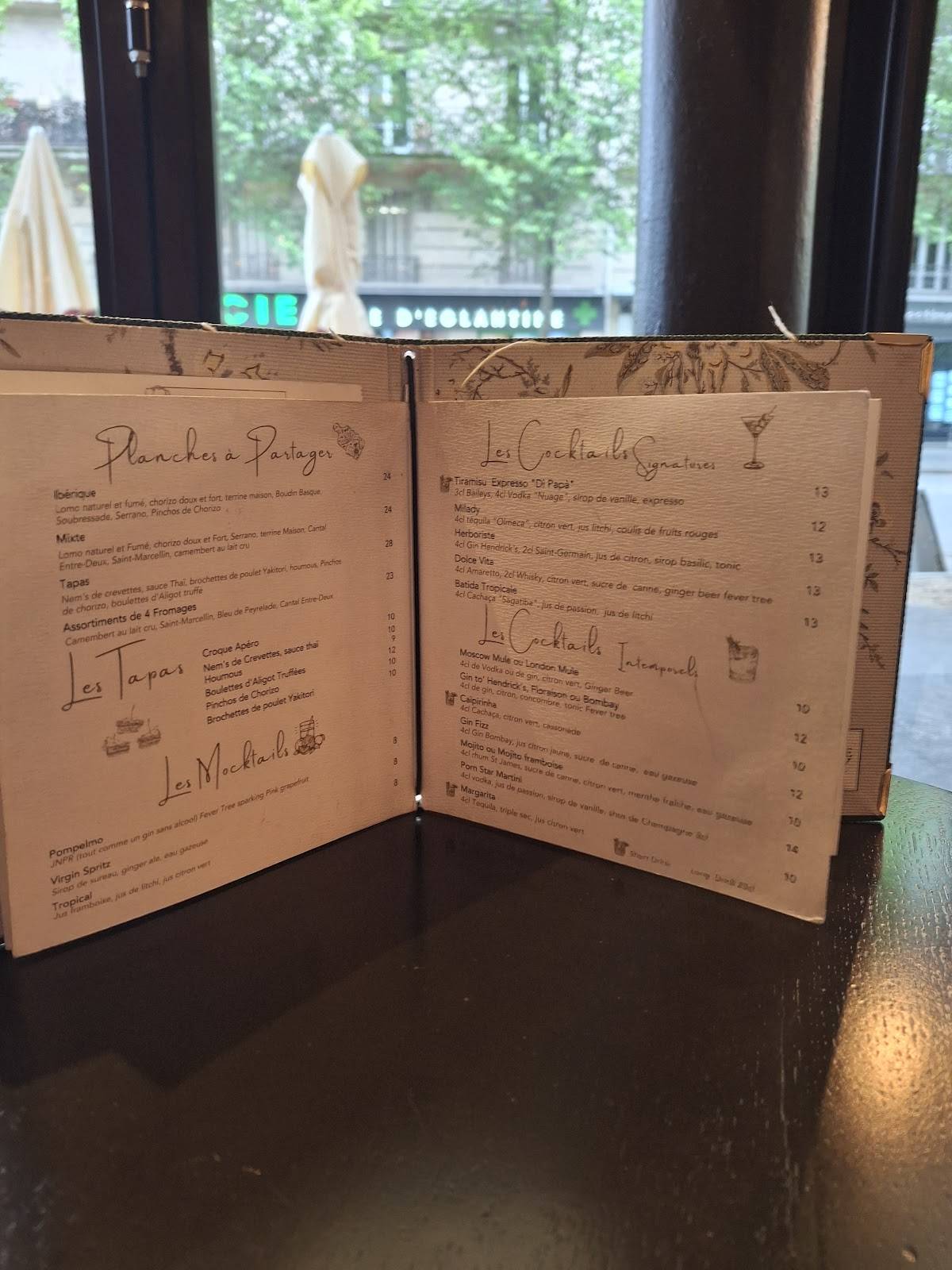 Menu de L'églantine