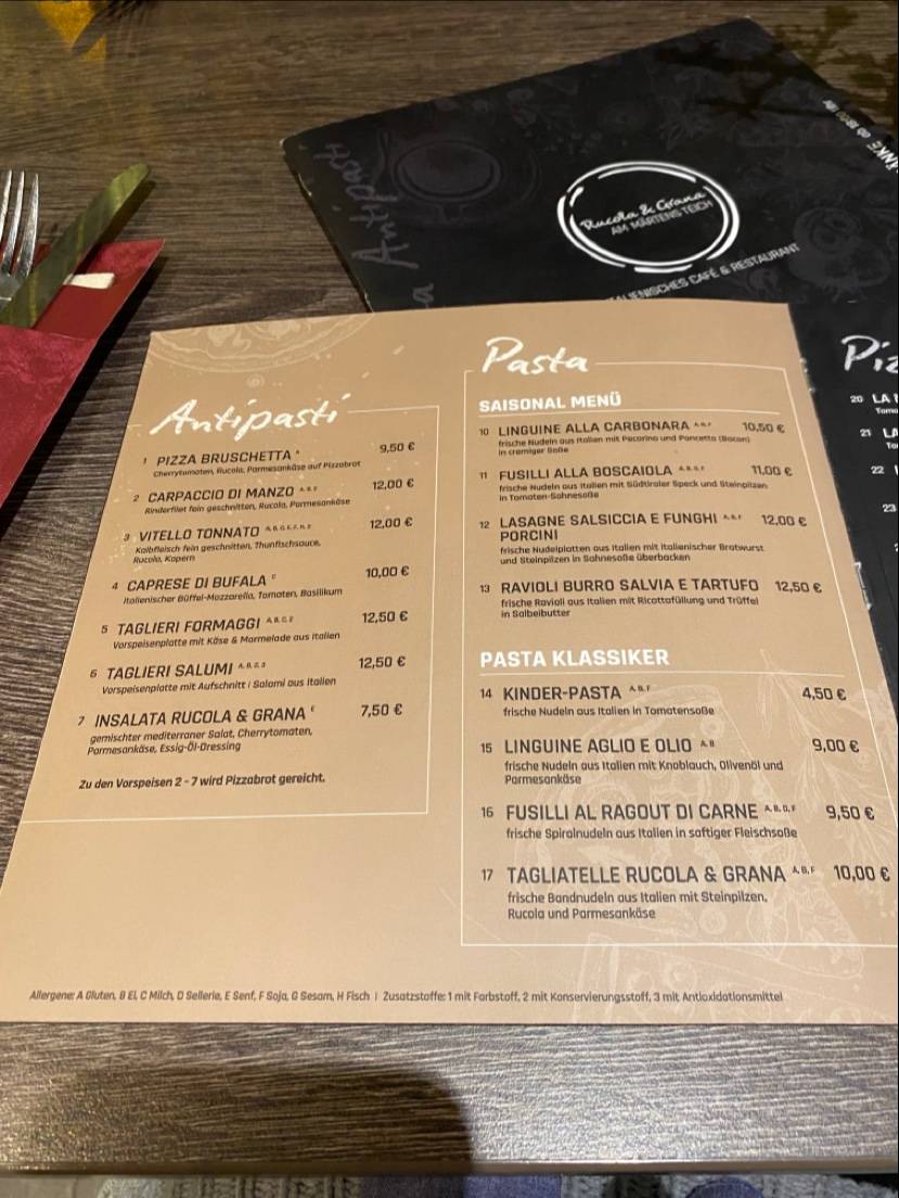 Speisekarte von Restaurant & Cafe Rucola & Grana, LeinefeldeWorbis