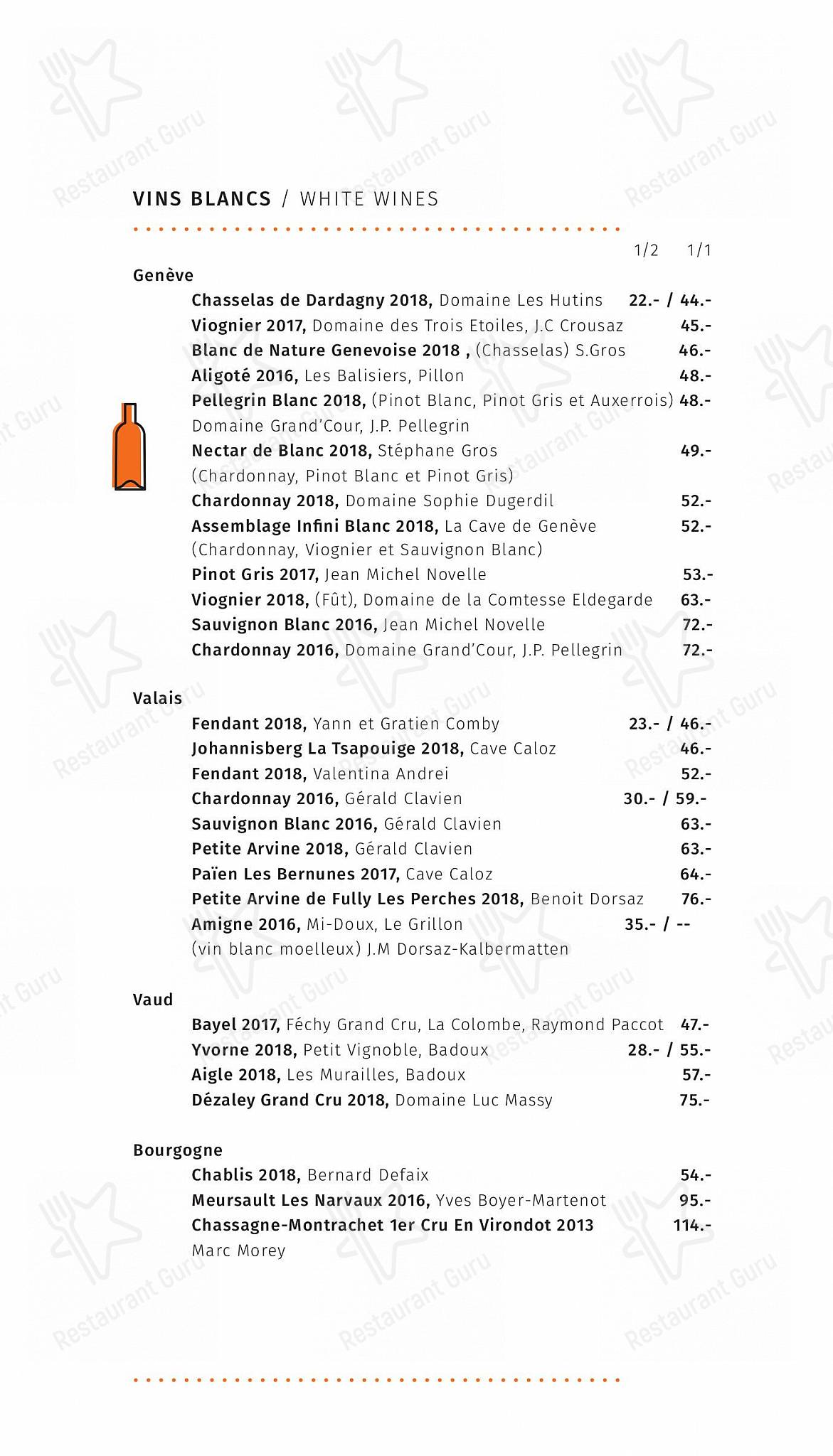 Menu di Restaurant Les Armures - Tea Menu