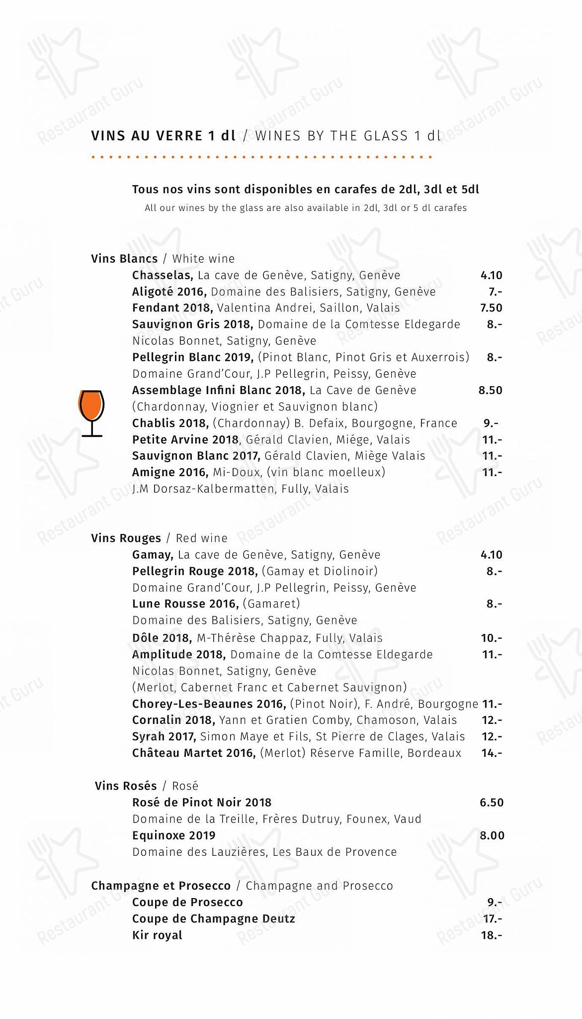 Tea Menu per Restaurant Les Armures in Ginevra