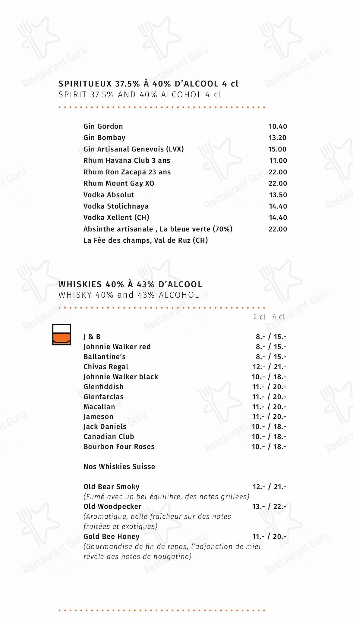 Restaurant Les Armures in Ginevra - Tea Menu