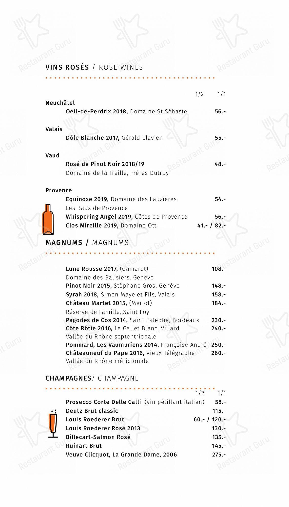 Menu di Restaurant Les Armures - Tea Menu