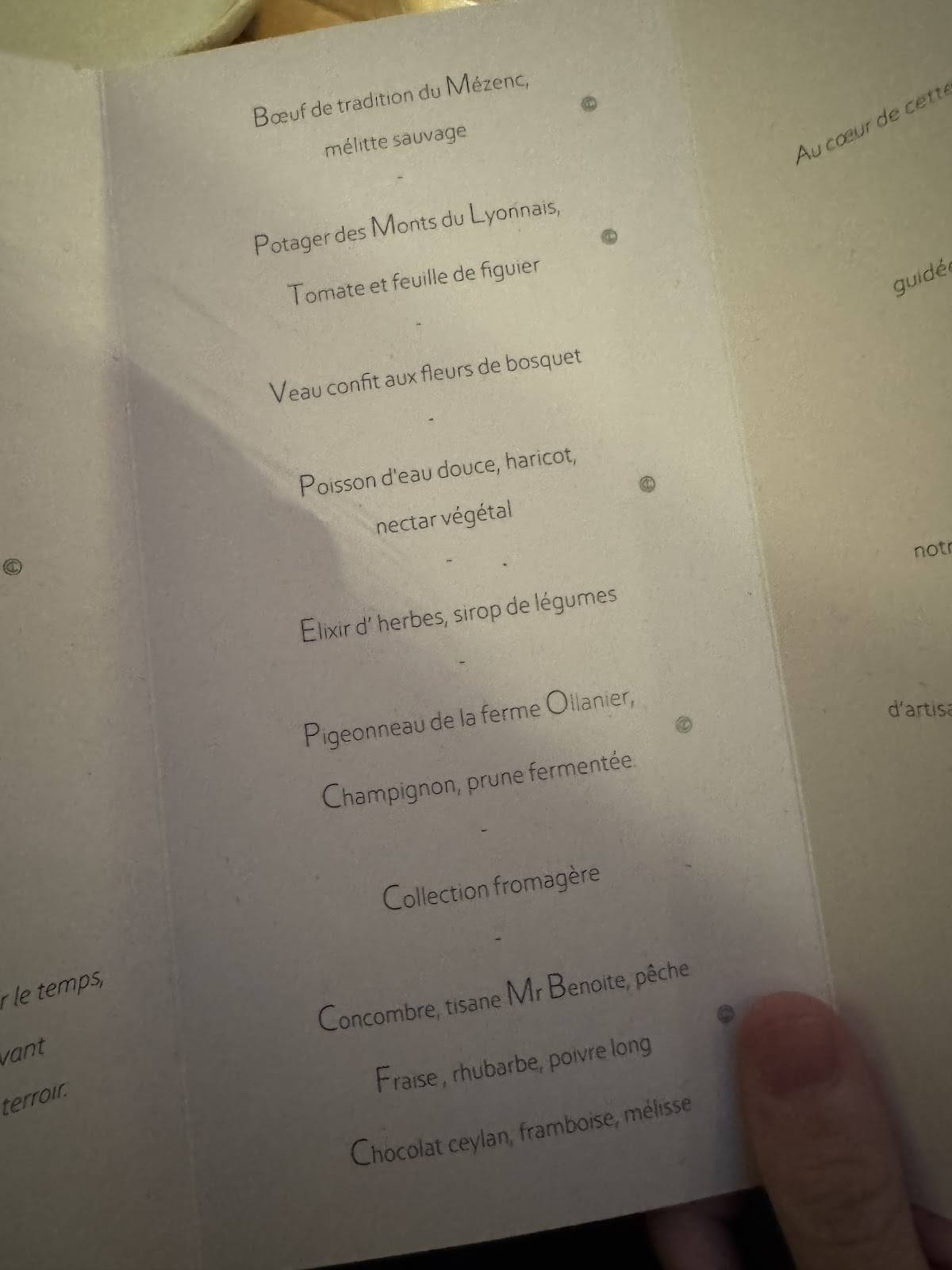 Menu de Les Loges