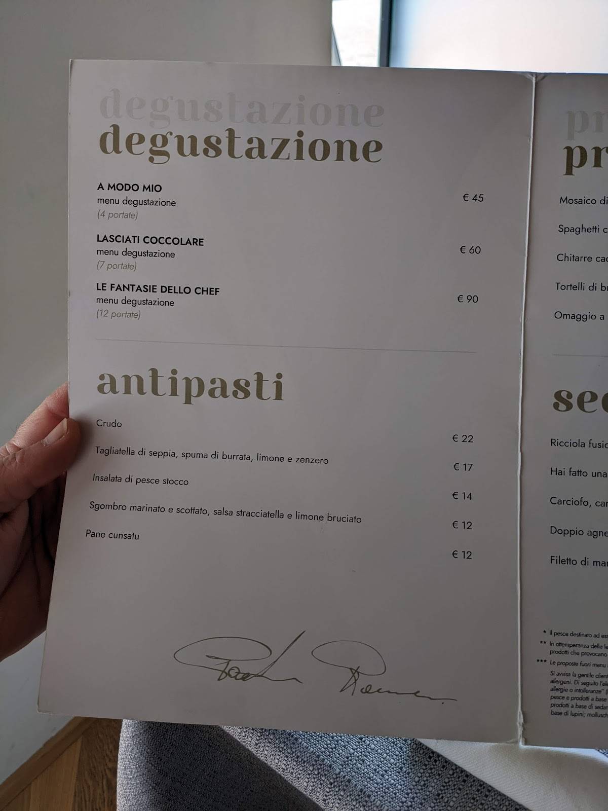 Menu di Letrevì 