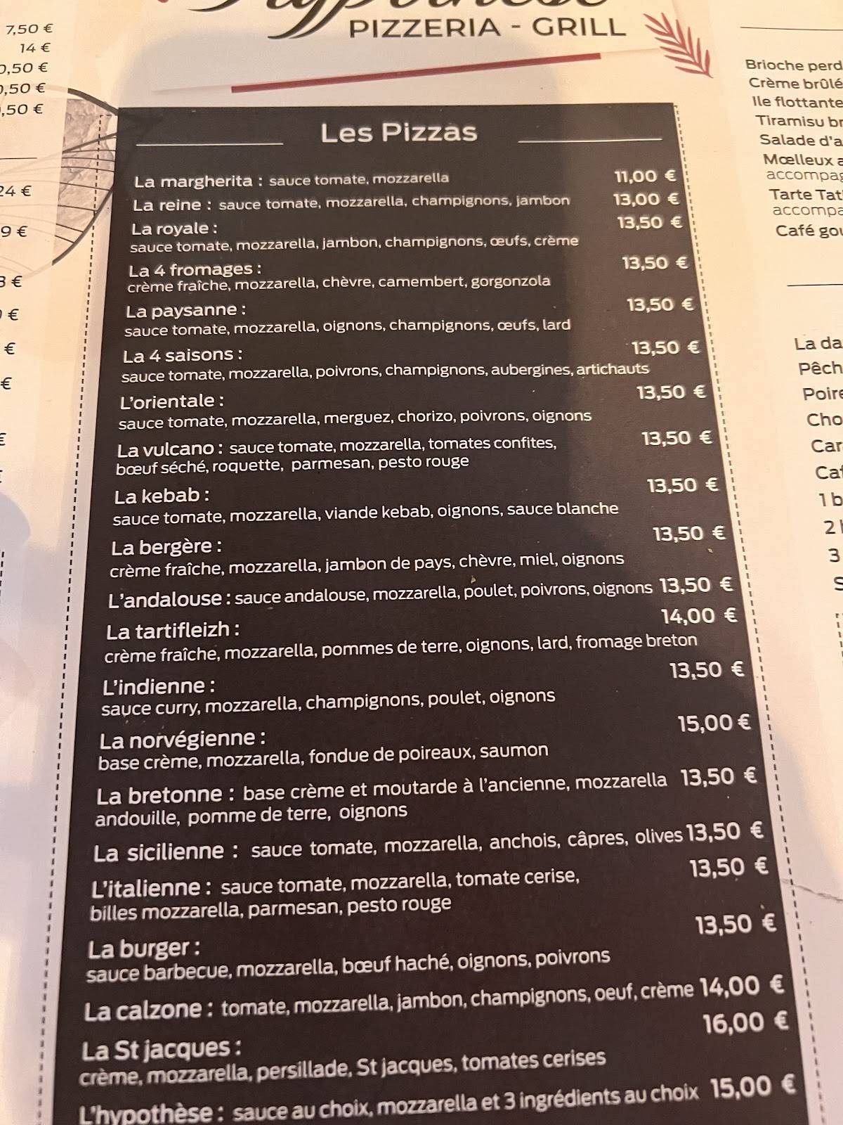 Menu de L’Hypothèse Combourg