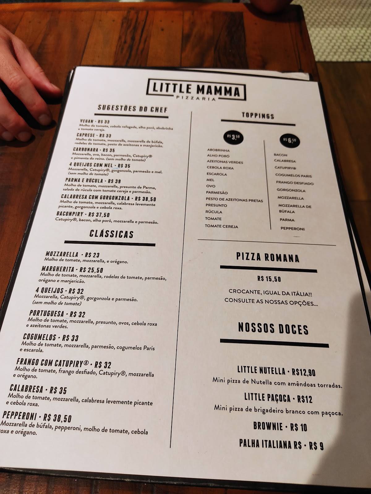 Little Mamma Pizzaria cardápio