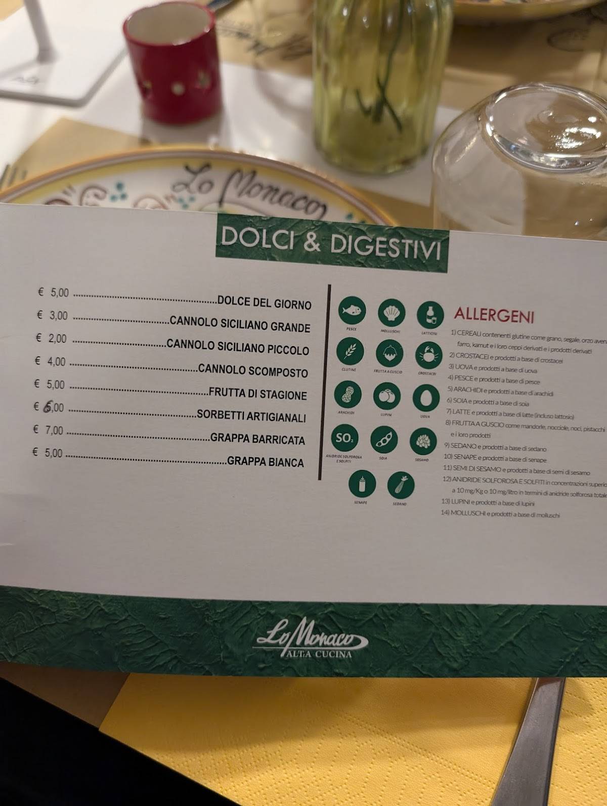 Menu de Lo Monaco Altra Cucina