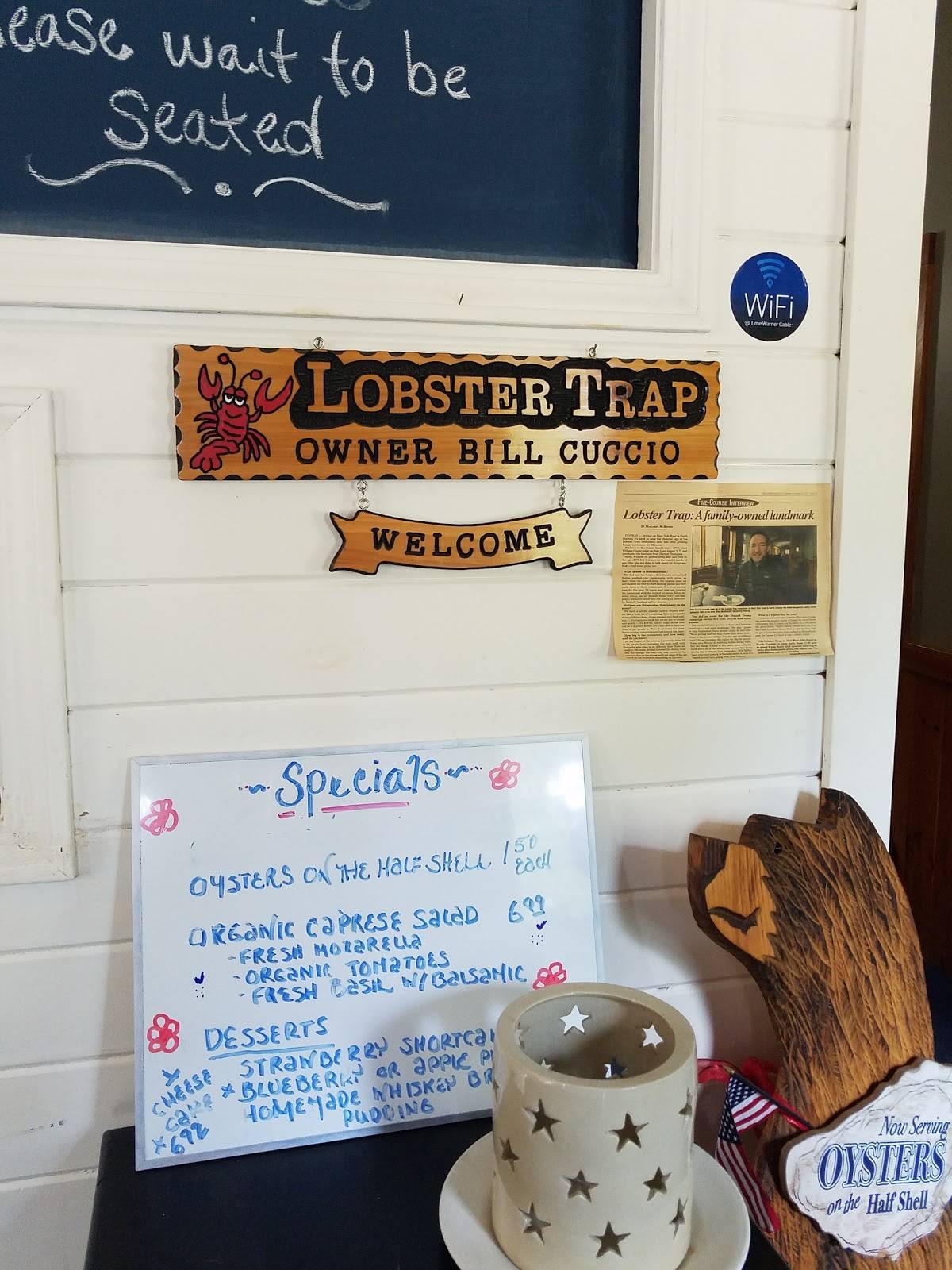 Menu at Lobster Trap restaurant, Conway, West Side Rd