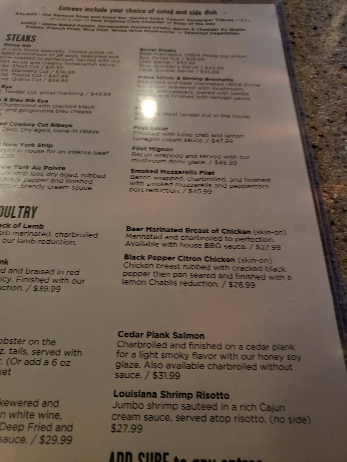 Menu at Lock Stock & Barrel, Boise