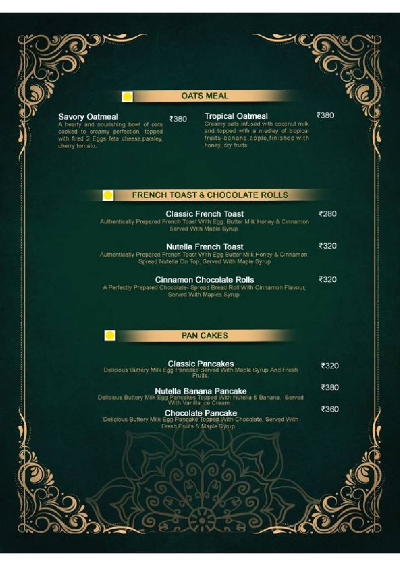 London Coffee Club (A unit of the wales), Agra menu