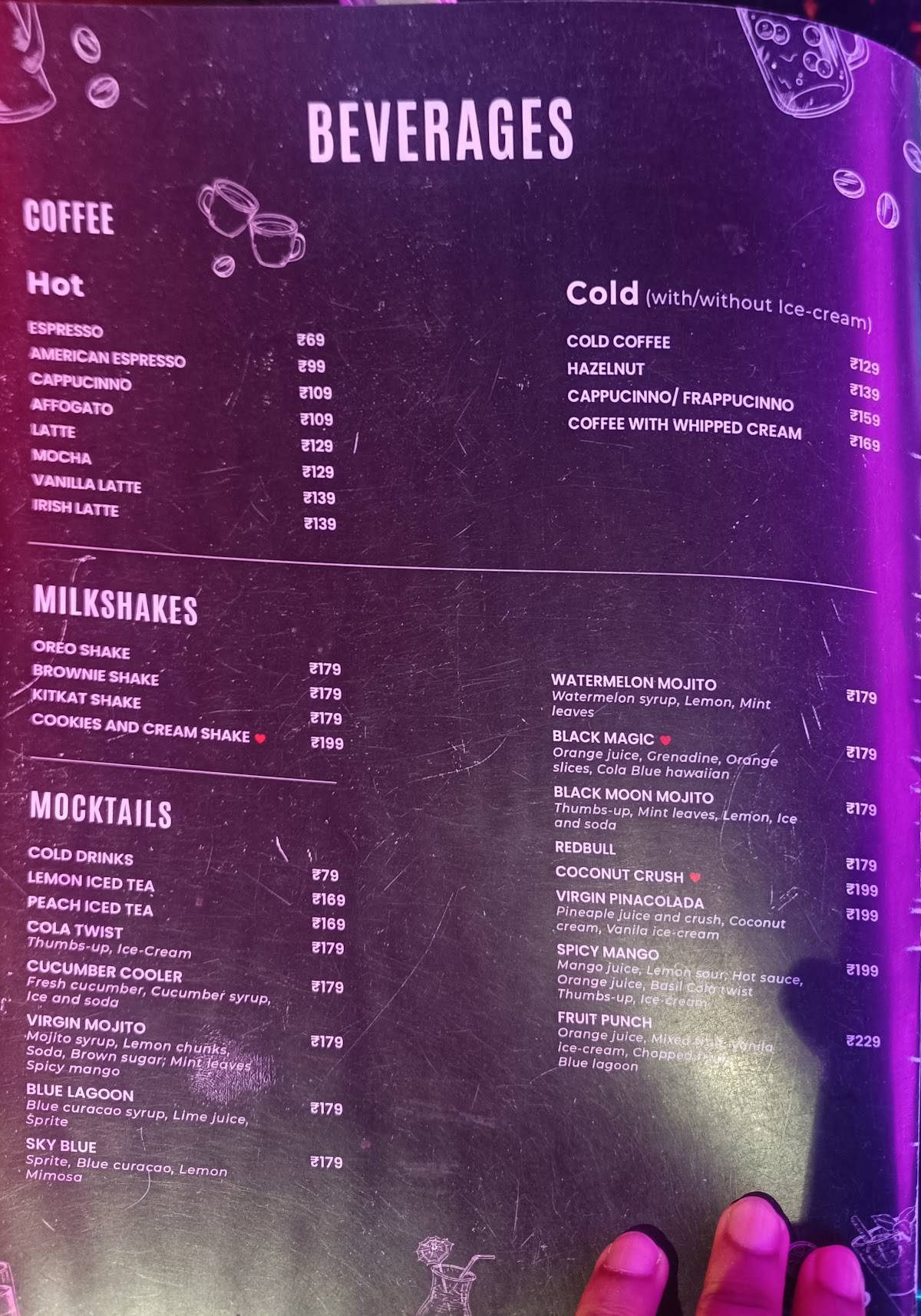Loop Lounge menu