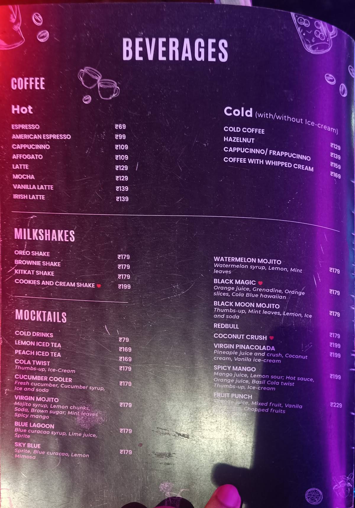 Loop Lounge menu