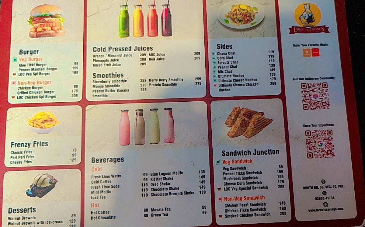 Lord Of Cravings - Best healthy food restaurant in panchkula menu