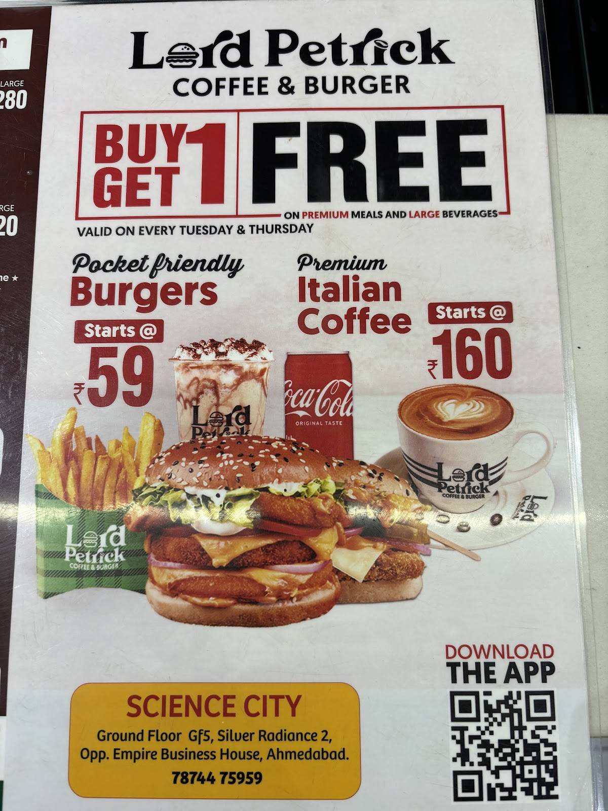 Lord Petrick Coffee & Burger-Prahlad Nagar, Ahmedabad menu