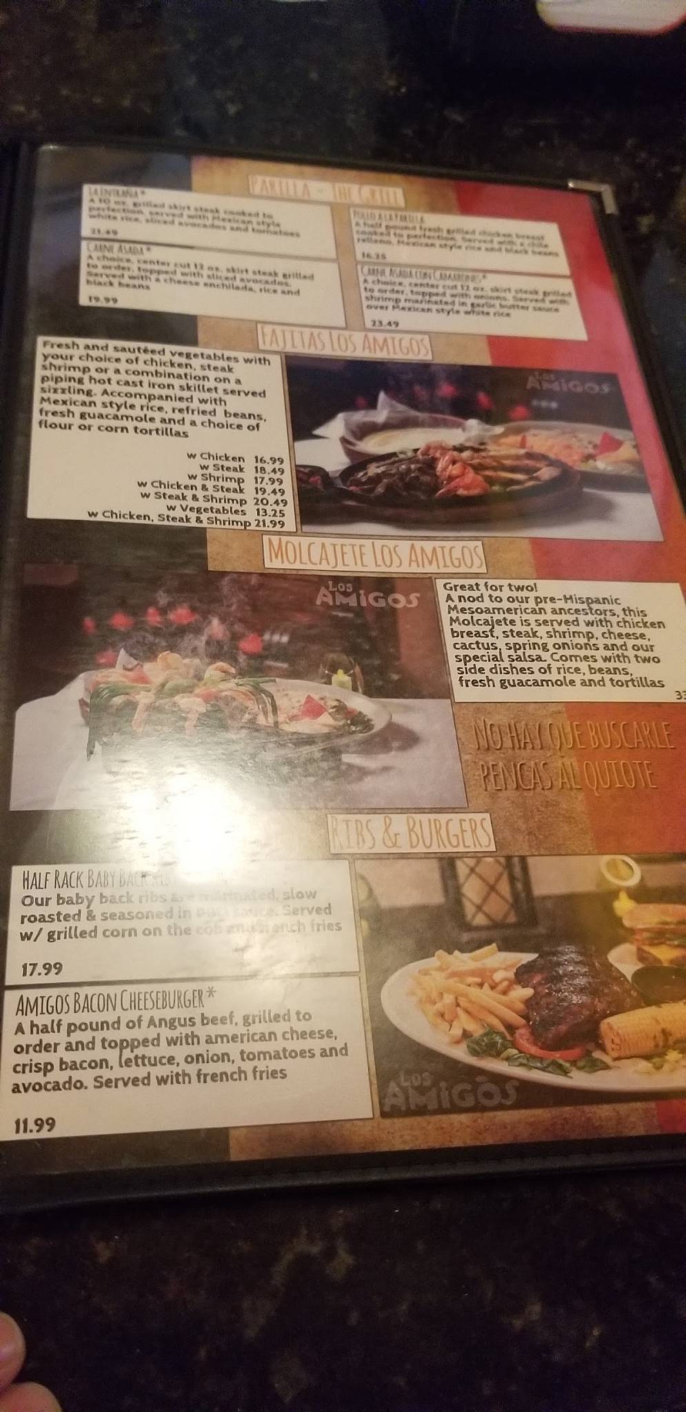 Menu at Los Amigos Bar & Grill, Burbank
