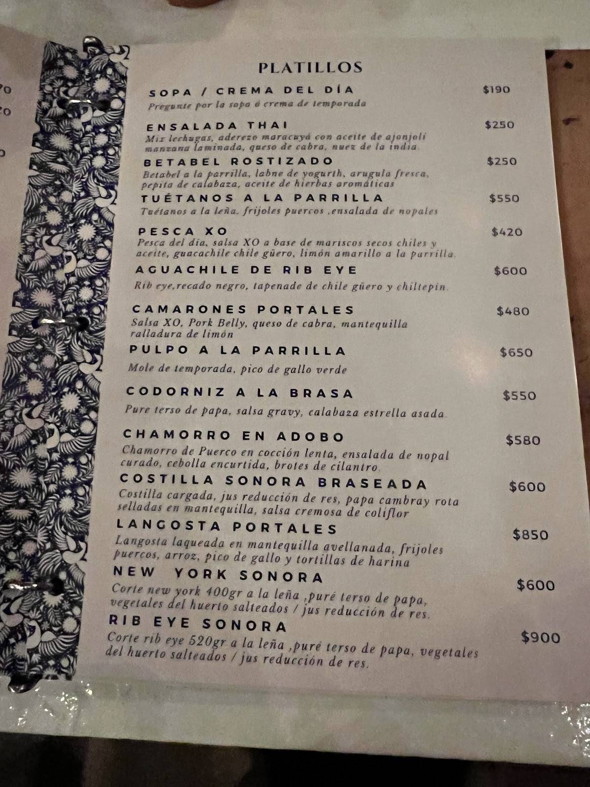 Carta Del Restaurante Los Portales Del Garca, Mexico