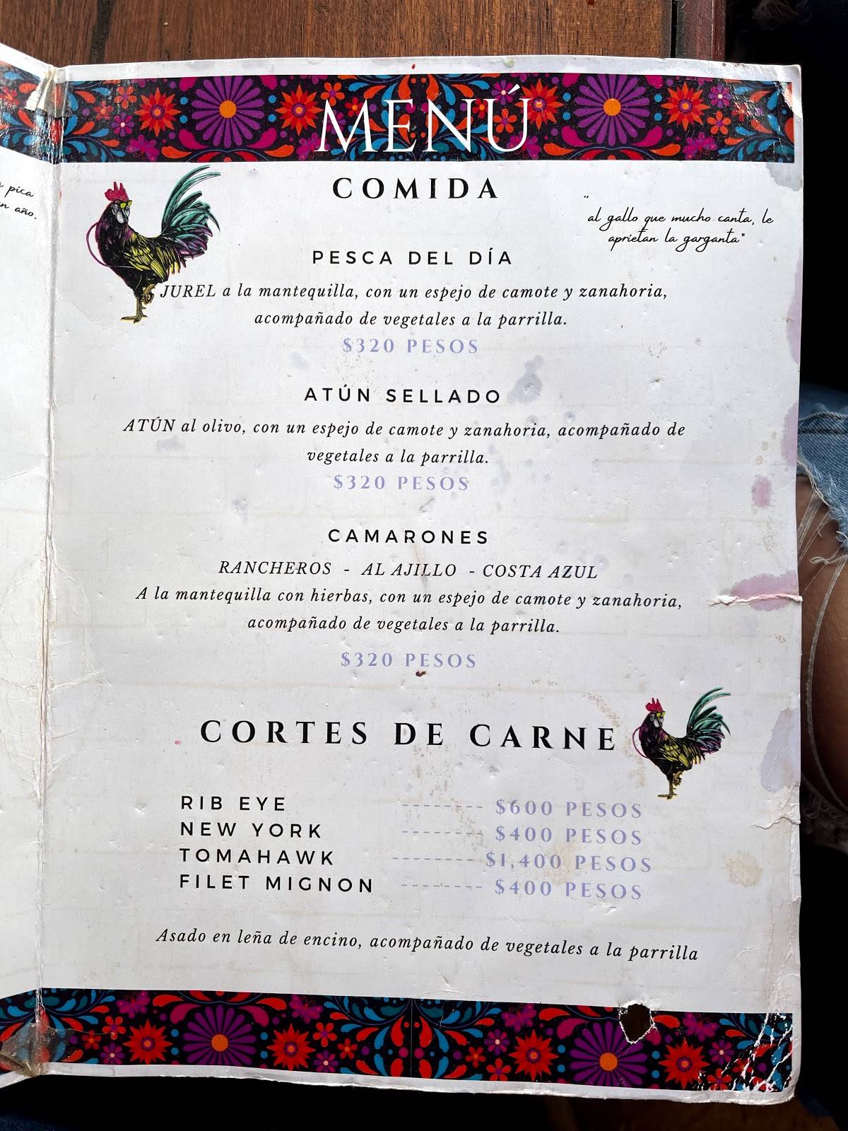 Carta Del Restaurante Los Portales Del Garc a Mexico