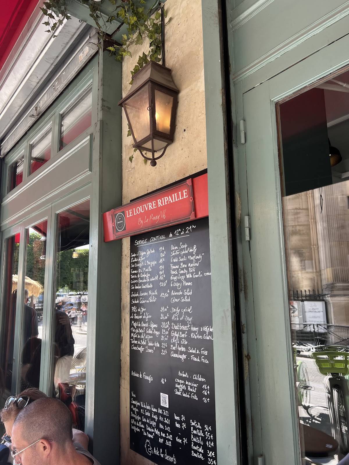 Menu de LE LOUVRE RIPAILLE
