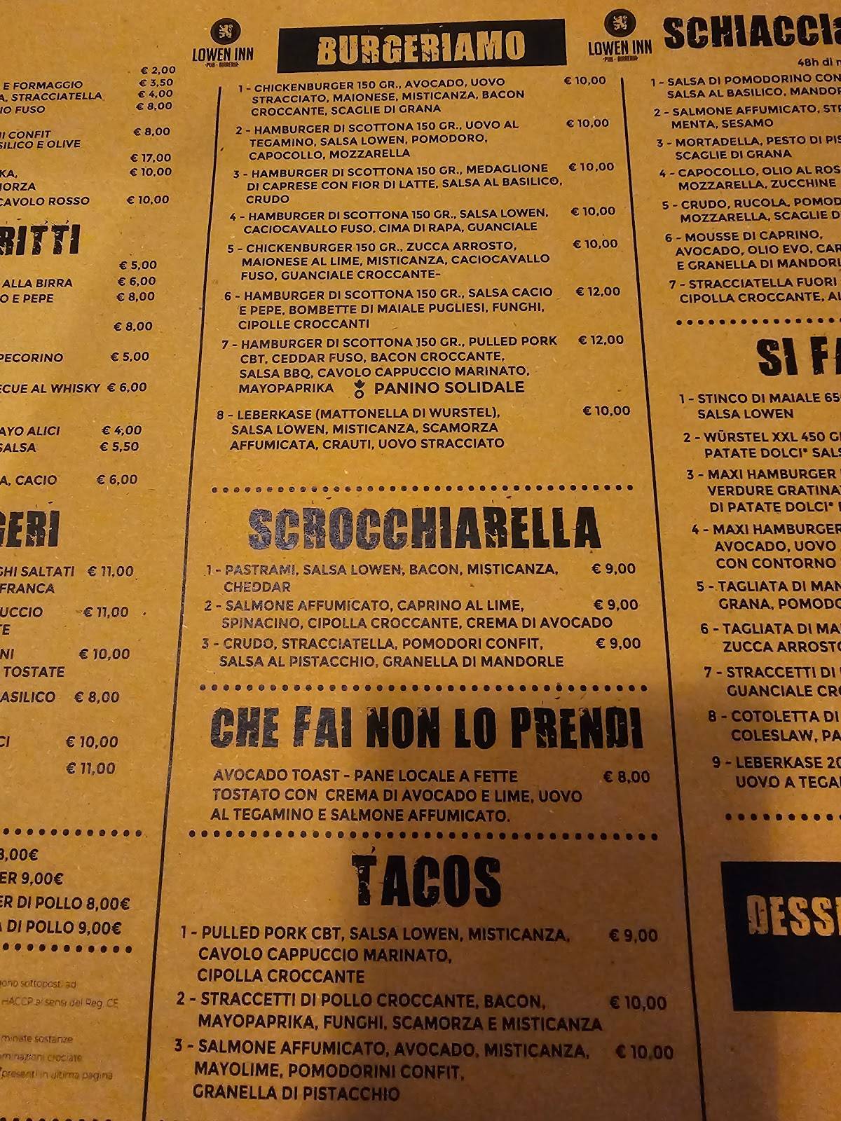 Menu di Lowen Inn 
