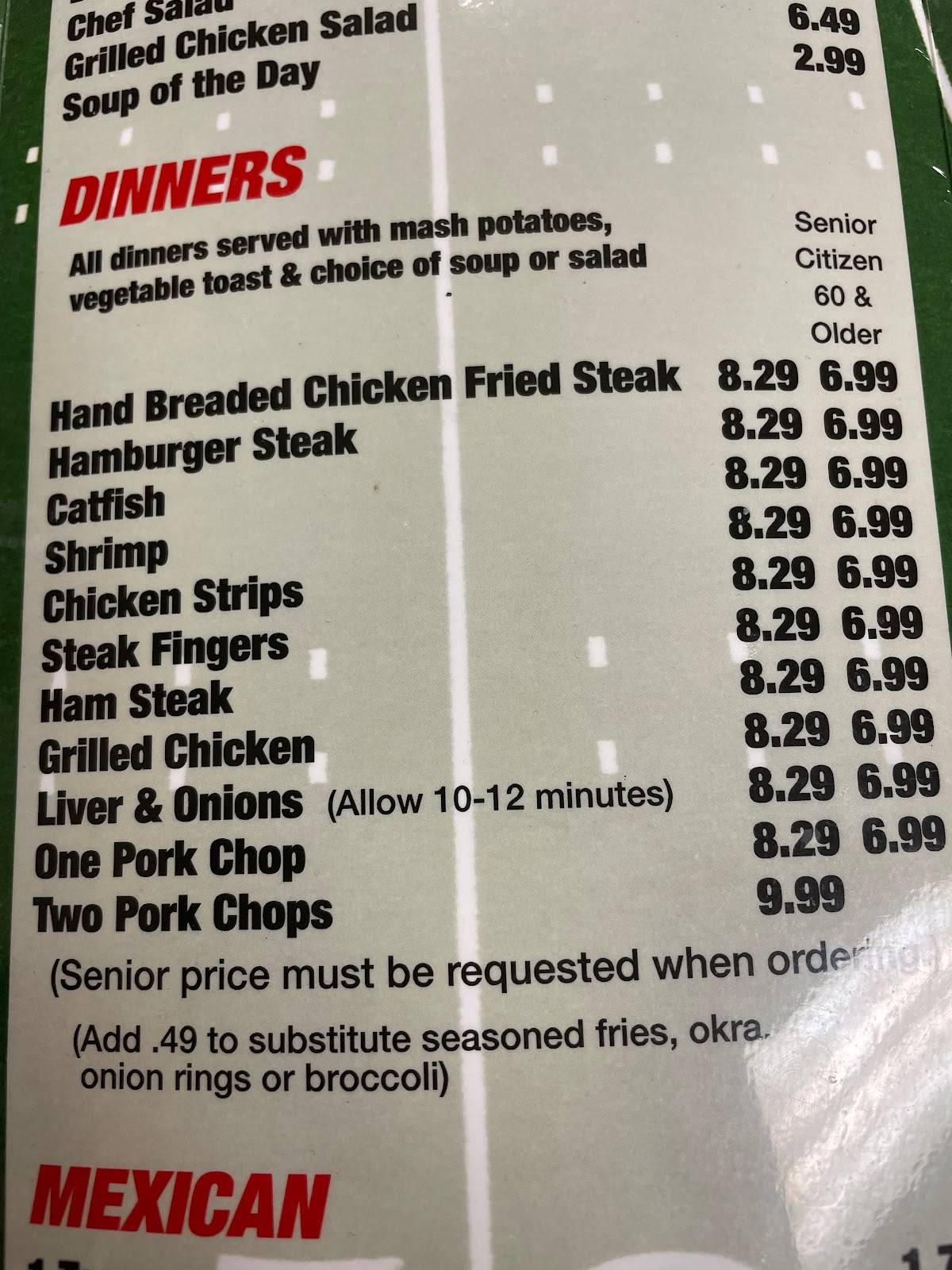 Menu at Red Zone Cafe, Lubbock, Slide Rd
