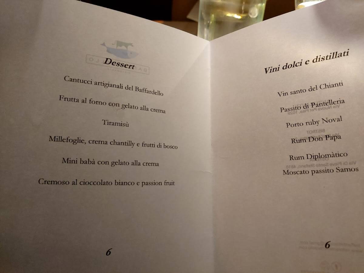 Menu di Trattoria Baffardello da Andrea 