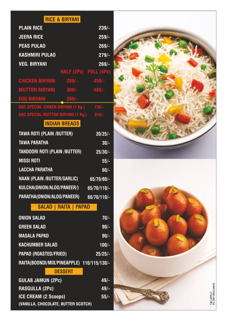 Dream Art Cafe Banquet & Restaurant - Jankipuram menu