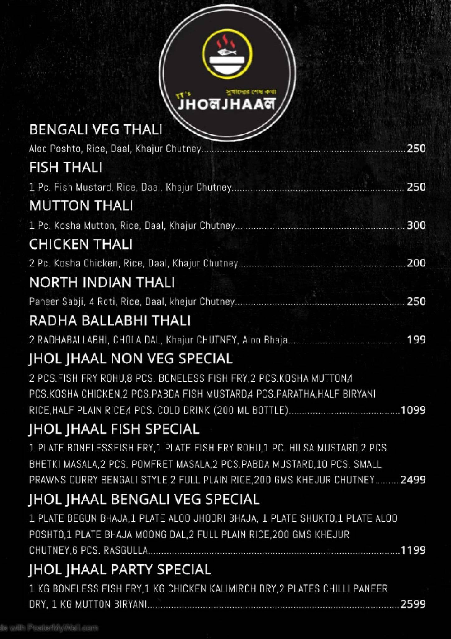 TT's Jhol-Jhaal menu