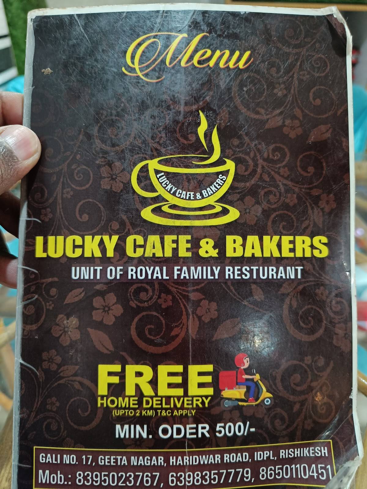Lucky Cafe and Bakers menu