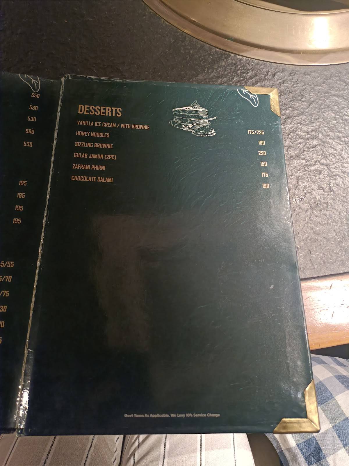 Cafe After Hours menu