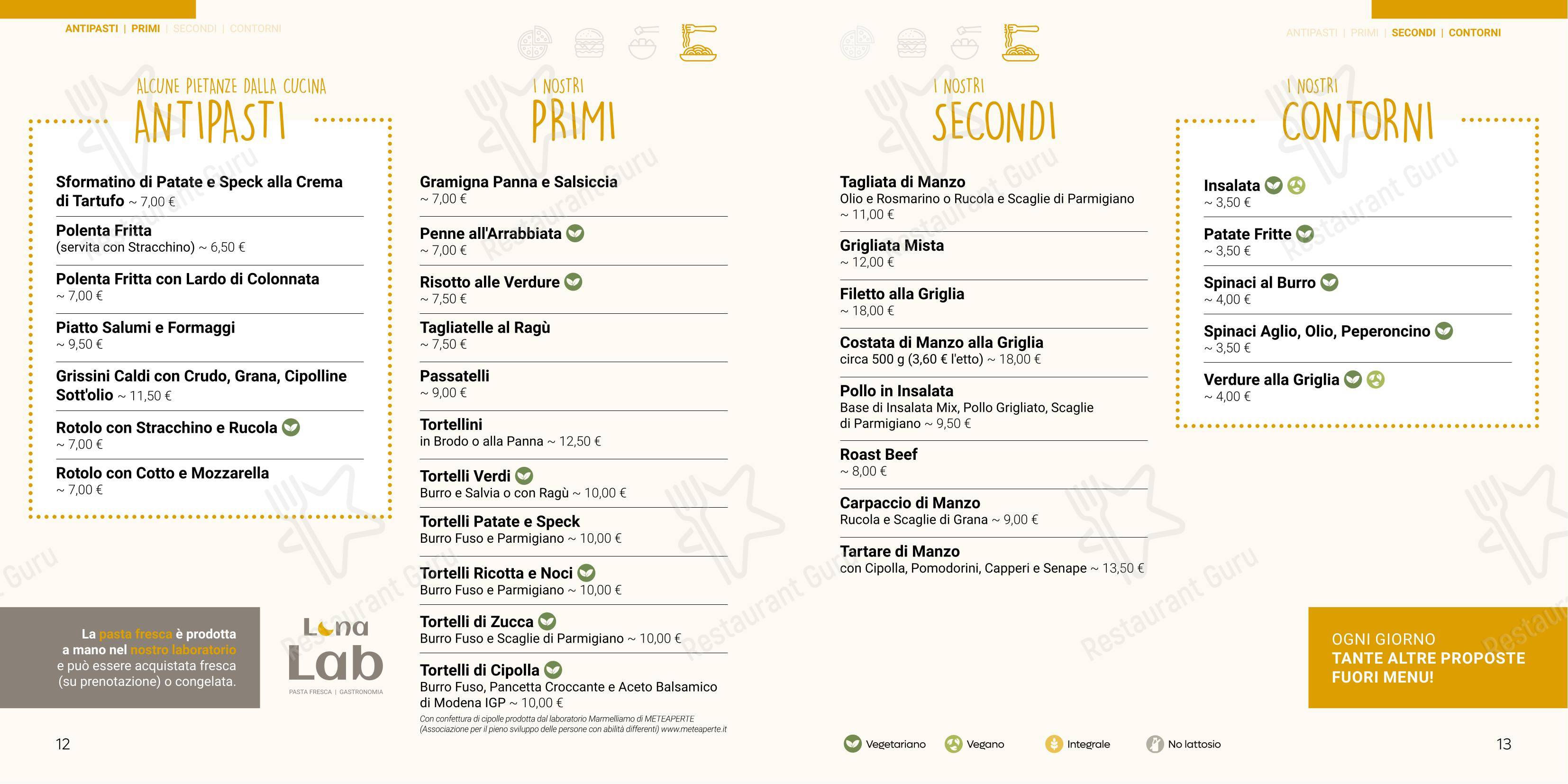 Luna Cafè in Castellarano - Menu bar