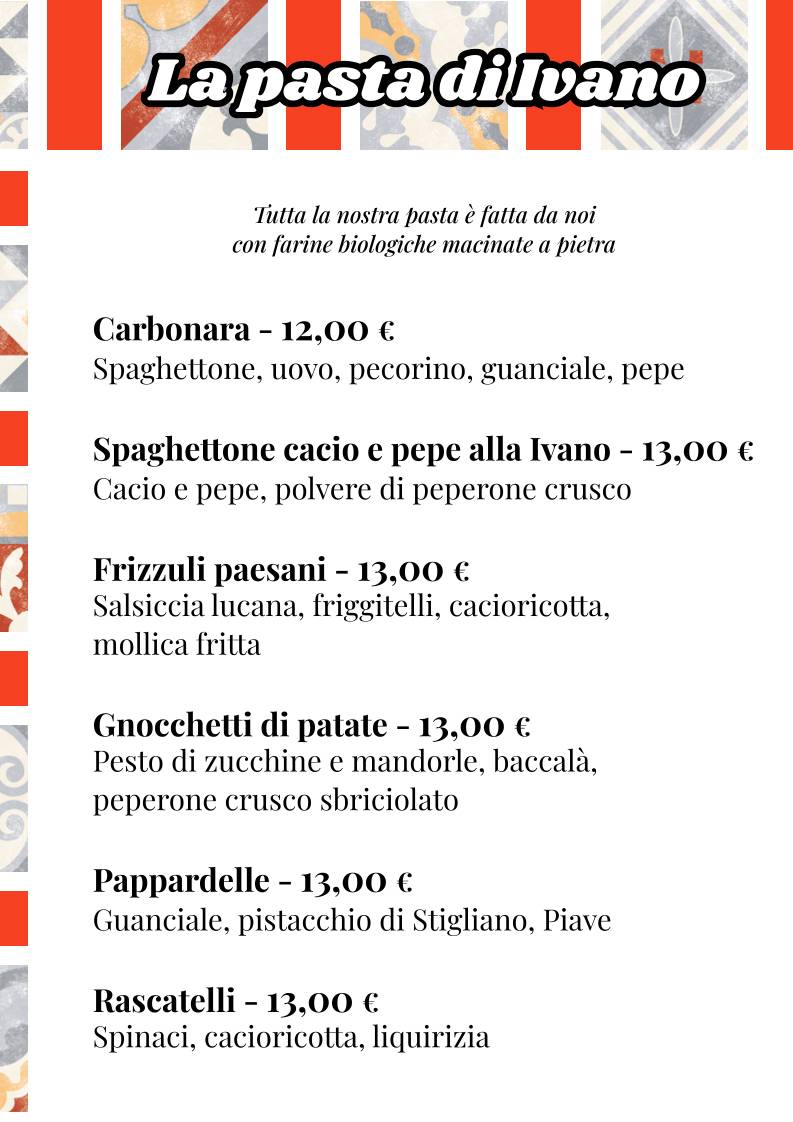 Menu di MANGIO la cucina come a casa 