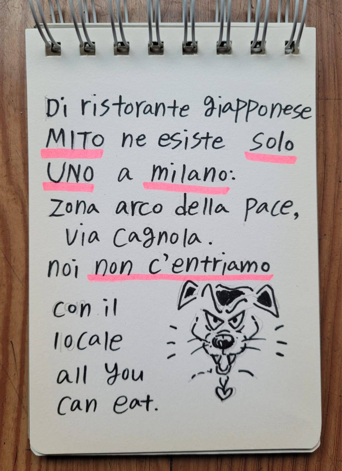 Menu di MITO - ARCO DELLA PACE MILANO 