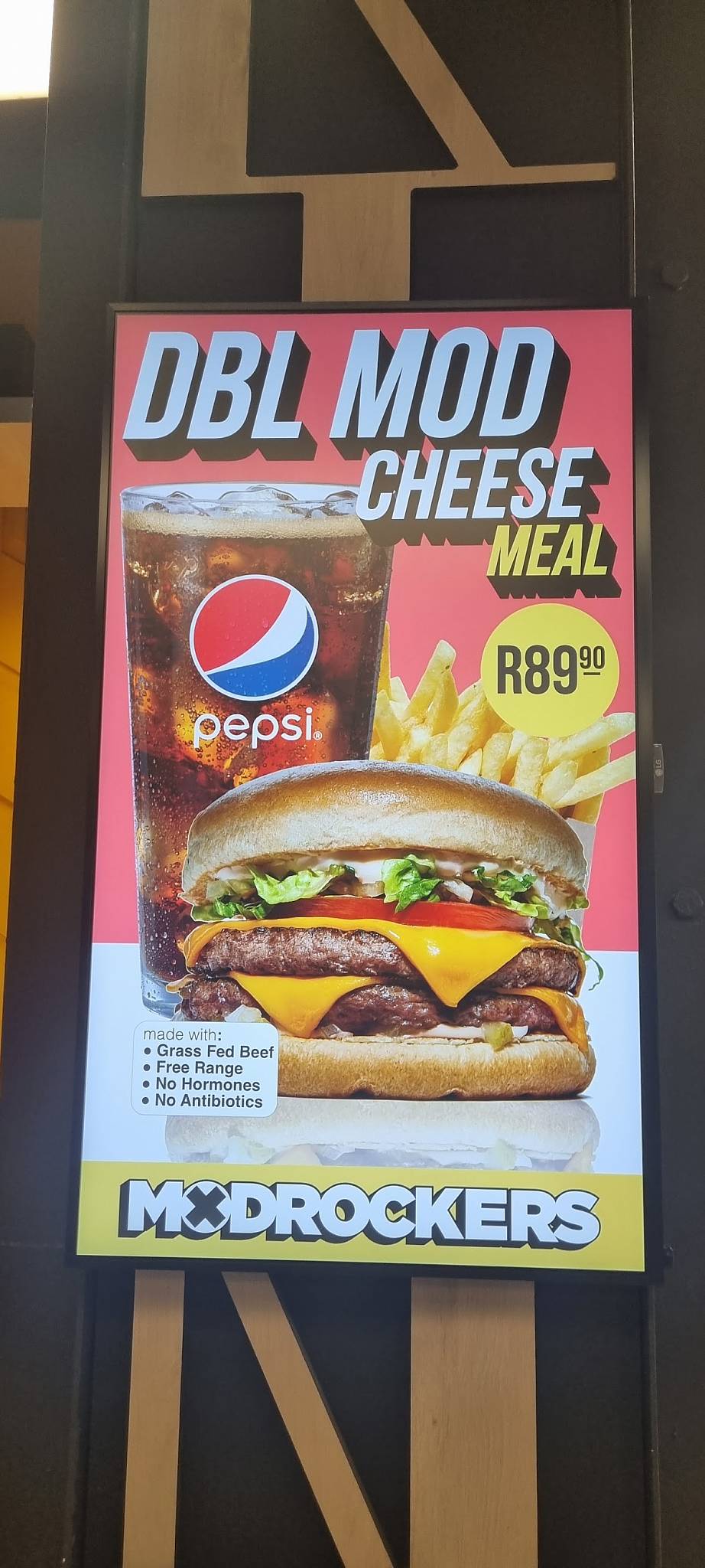 Menu at MOD restaurant, Johannesburg