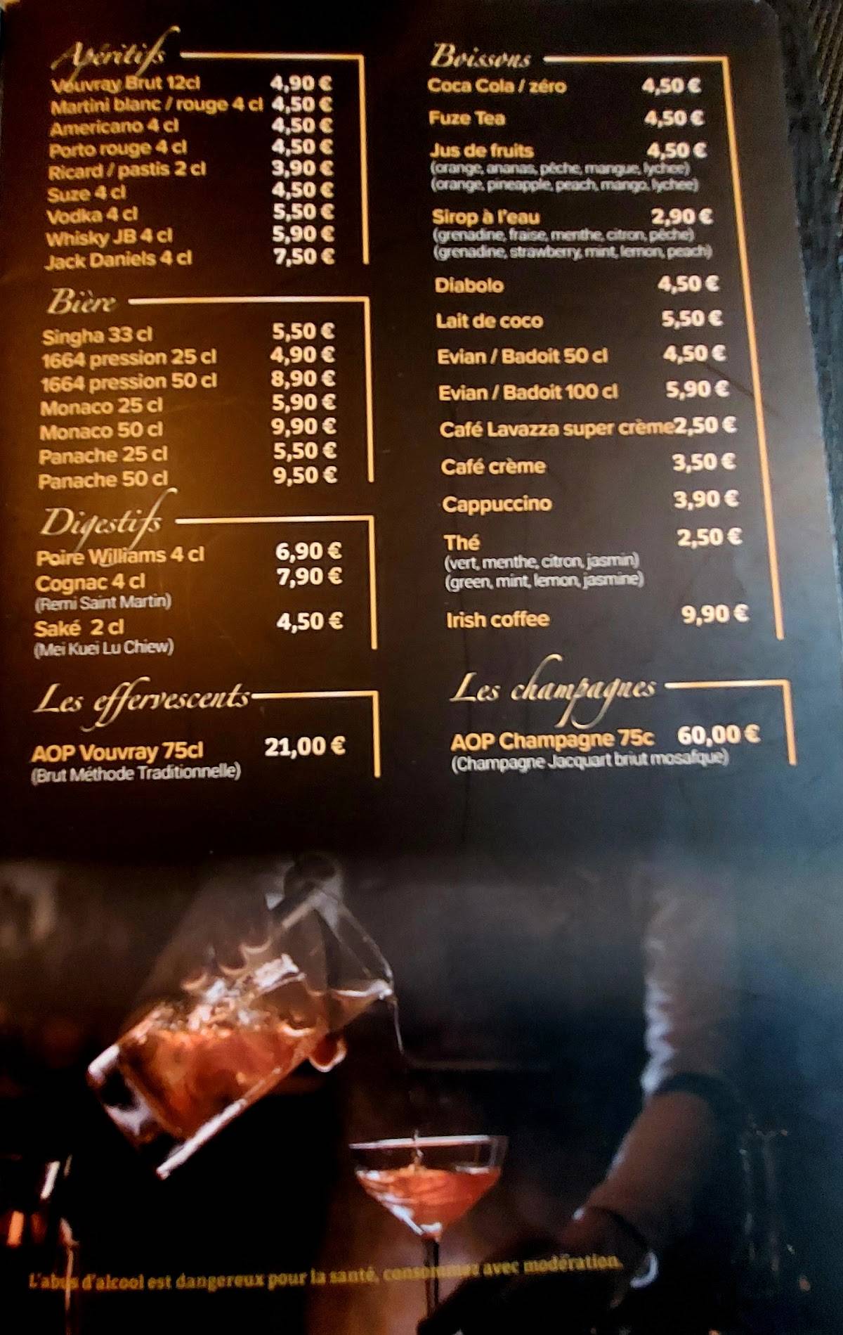 Menu de Moom Thaï