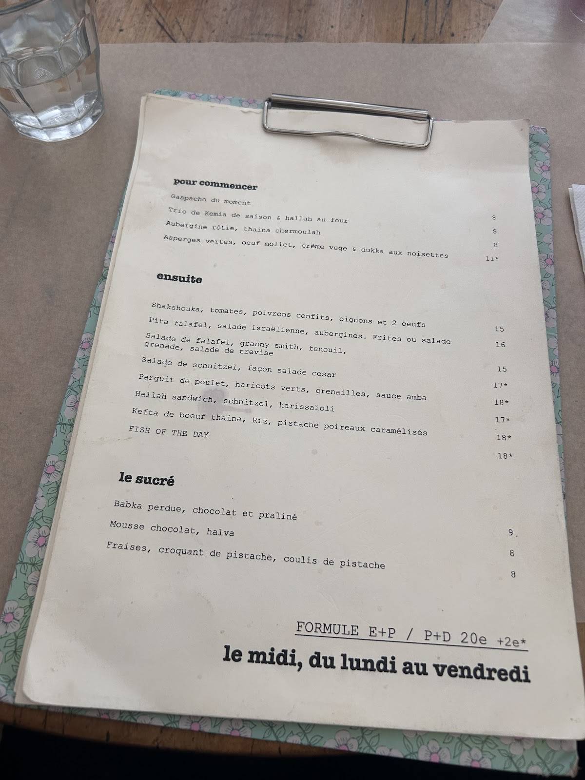 Menu de Maafim