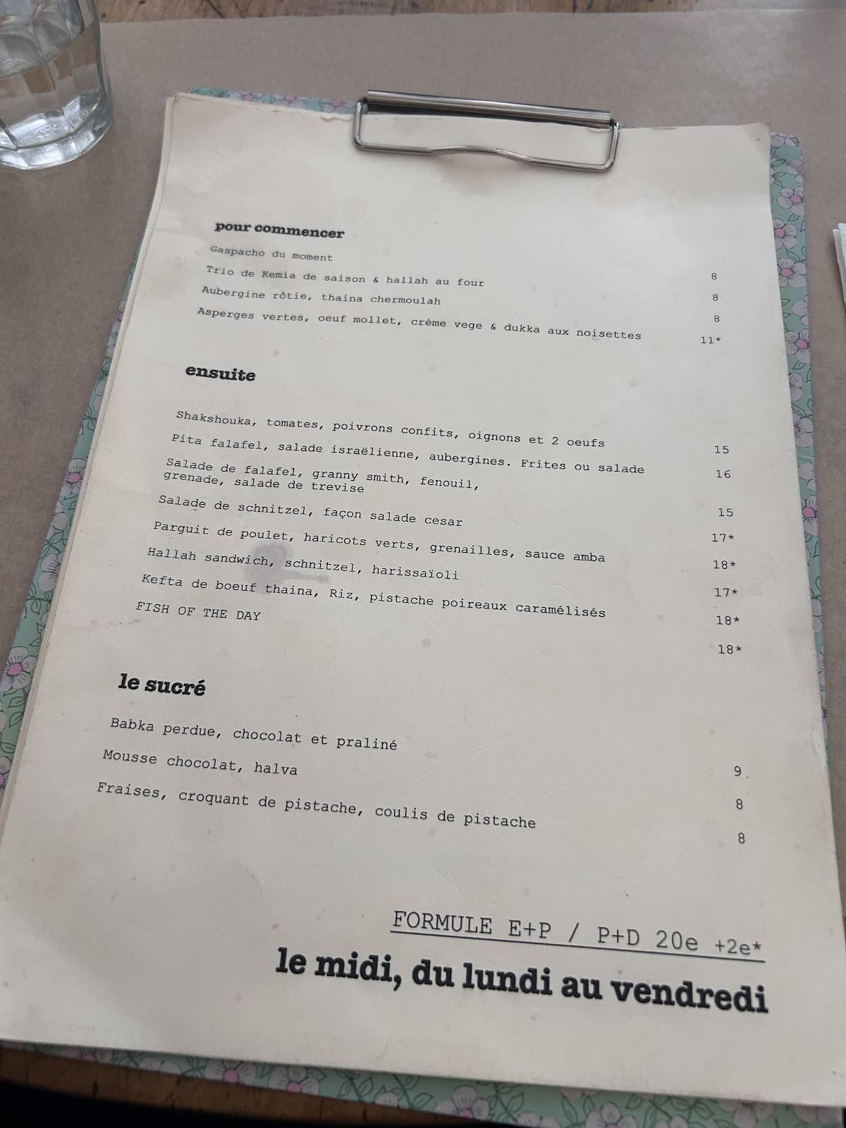 Menu de Maafim