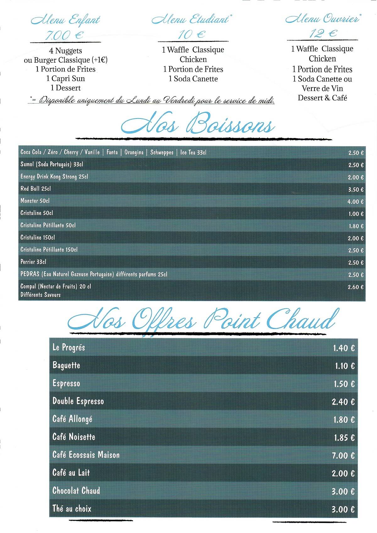 Menu de Pizz-à-ri