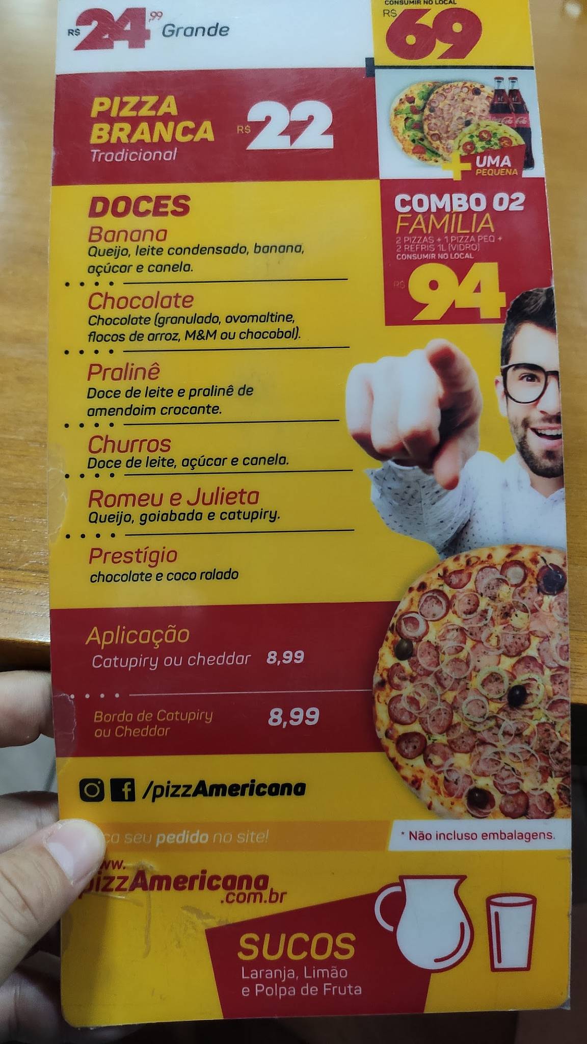 Pizza Americana cardápio
