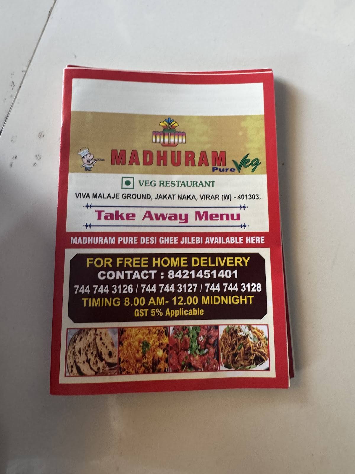 Madhuram hotel menu