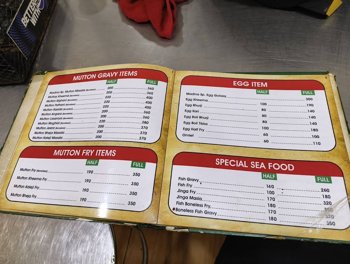 Madina Restaurant menu