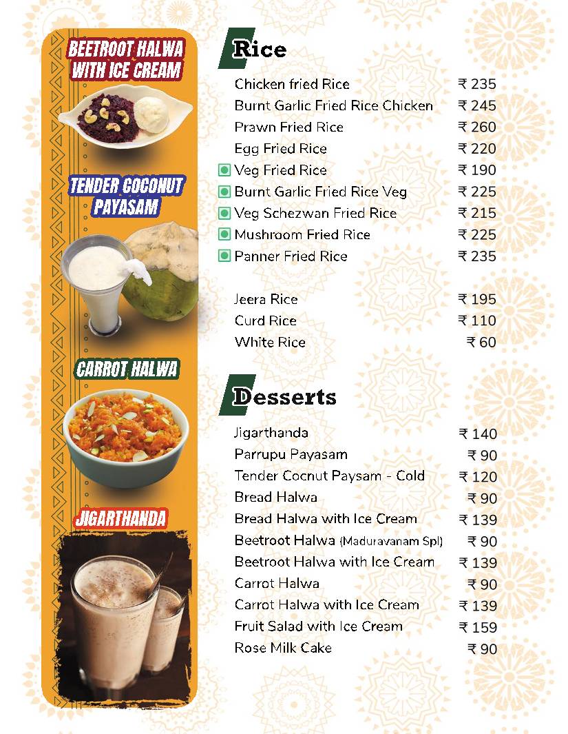 Maduravanam - Taste of Madurai menu