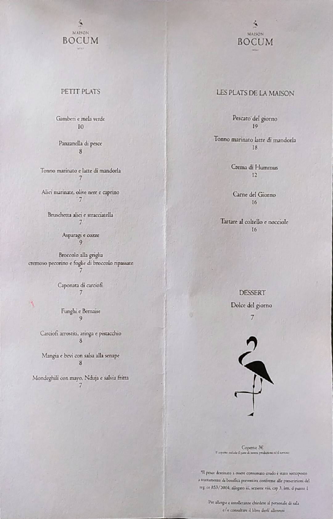 Menu di Maison Bocum - suites&bakery 