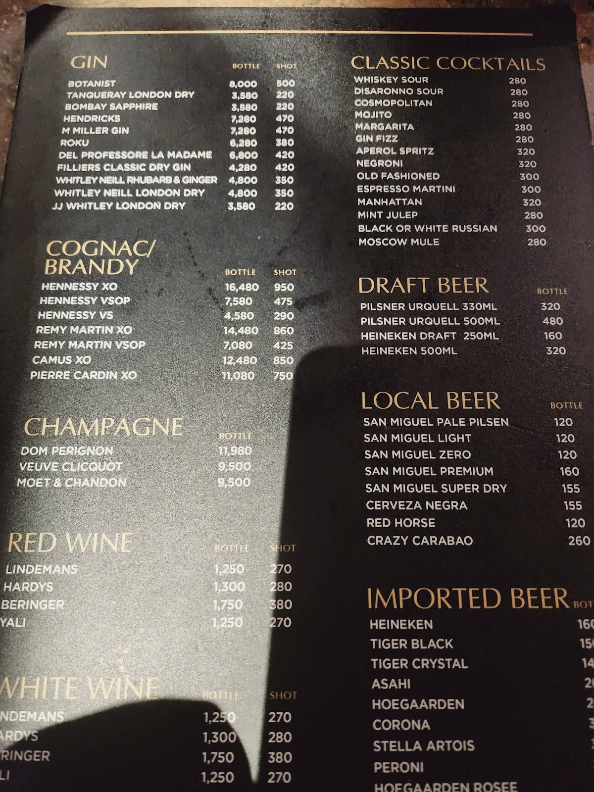 Menu at Dillingers 1903 Steak and Brew pub & bar, Makati
