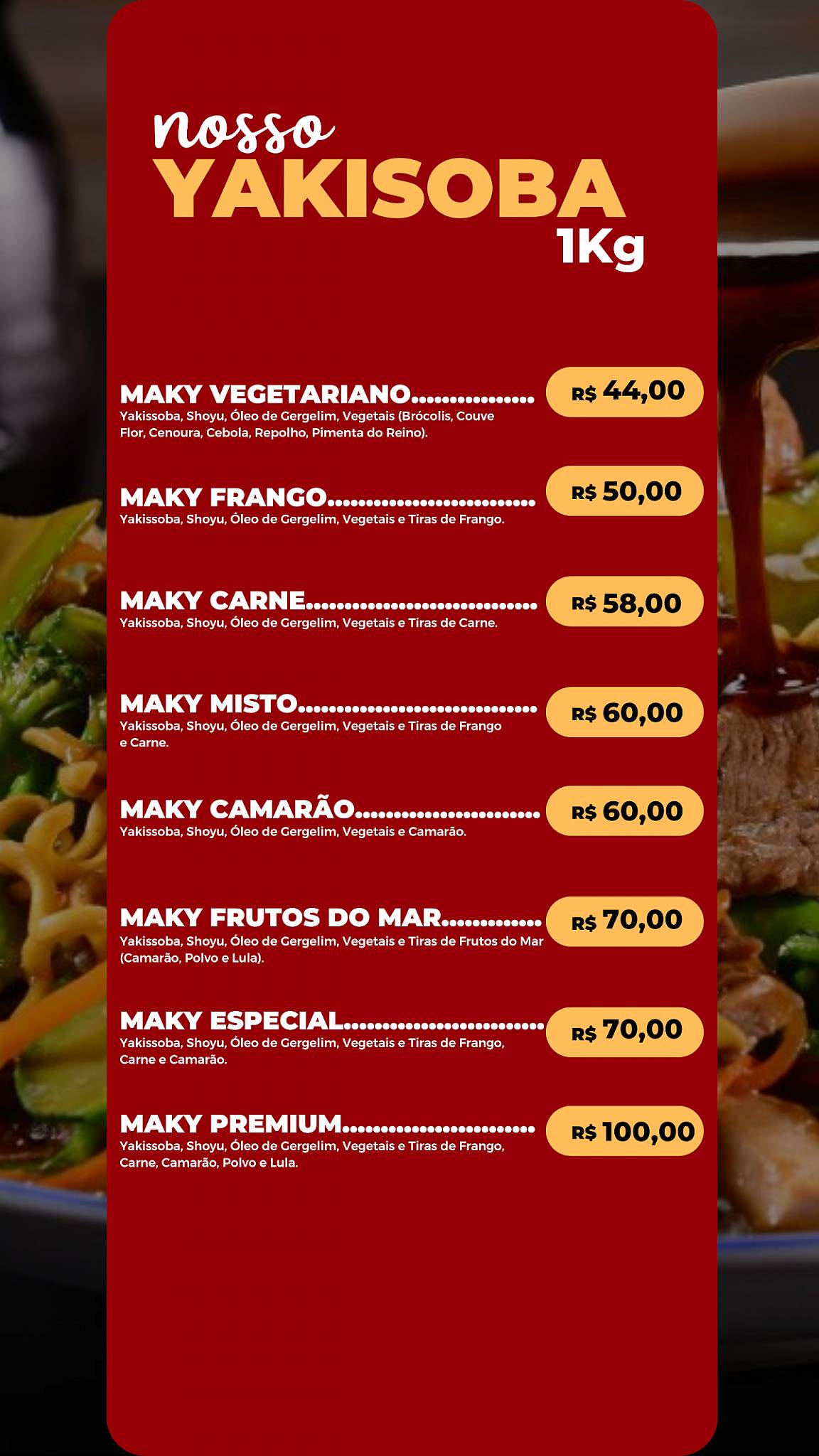 MakySoba cardápio