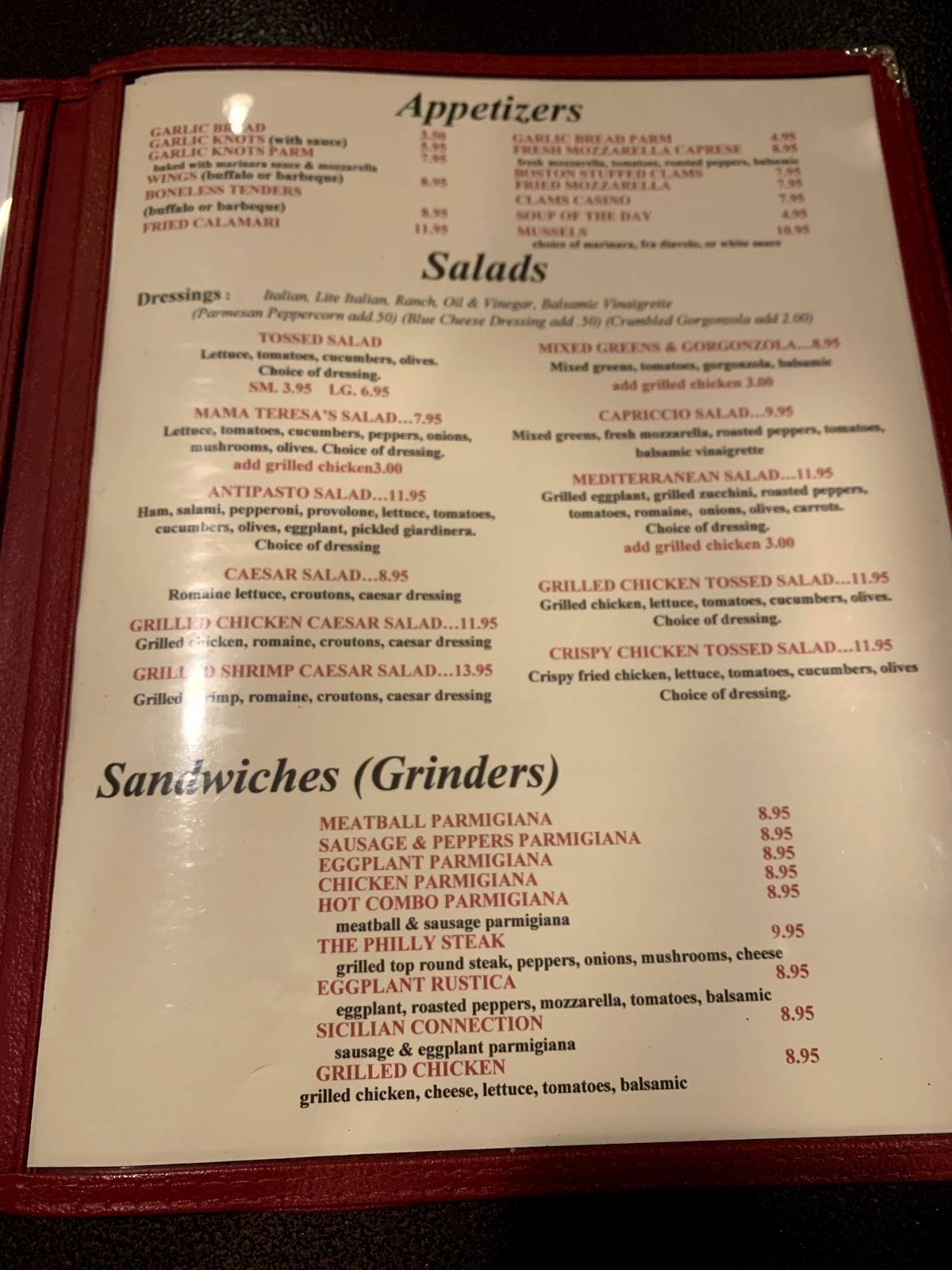 Menu at Mama Teresa's Italian Restaurant & Pizza, Milford