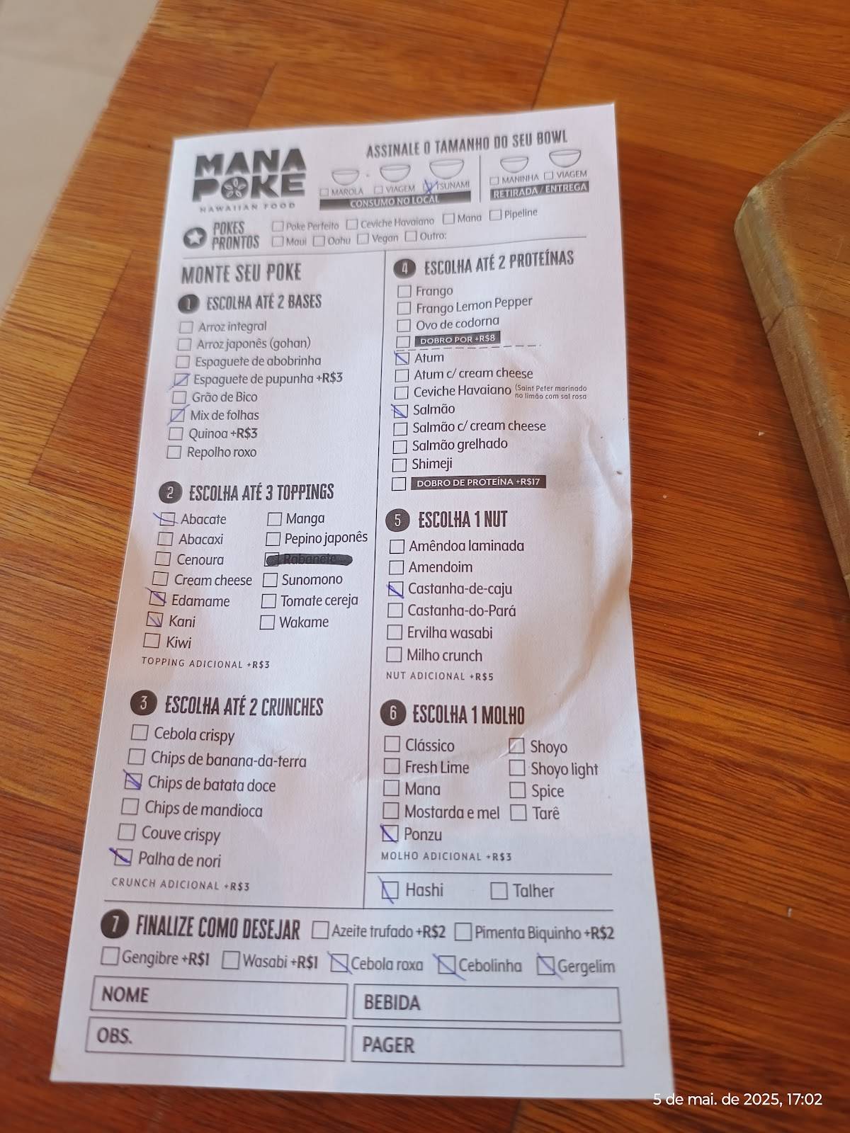 Mana Poke Jundiaí cardápio