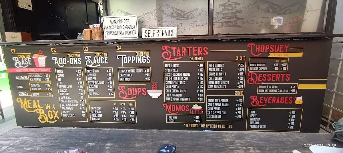 Mandarin Box menu