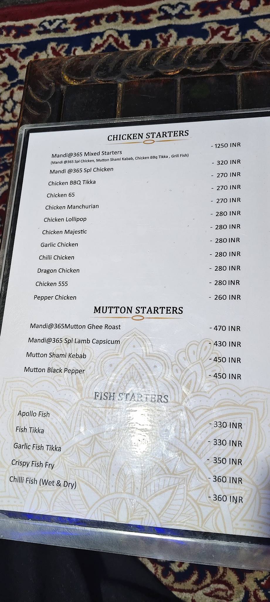 Mandi365 menu