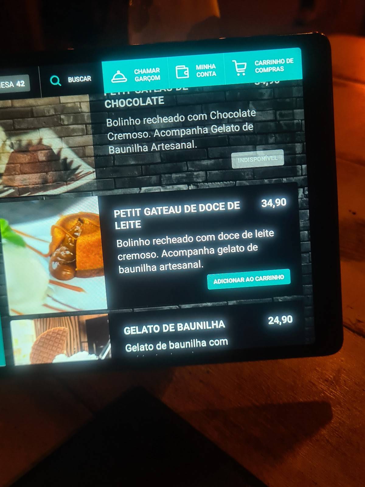 Manjericão cardápio