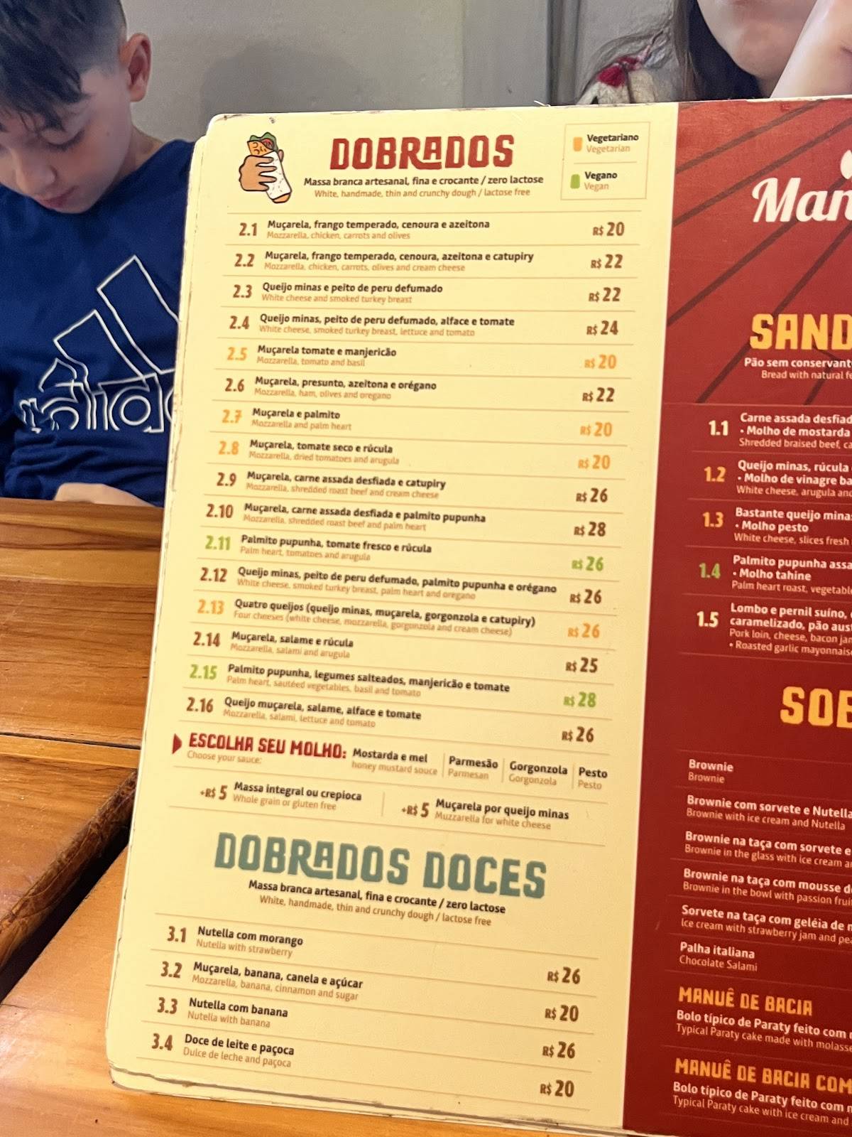 Manuê Sucos cardápio